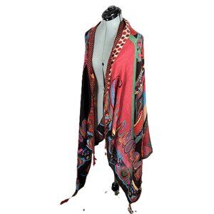 Large Flying Scarf Wrap Colorful Paisley Floral Boho Tassels